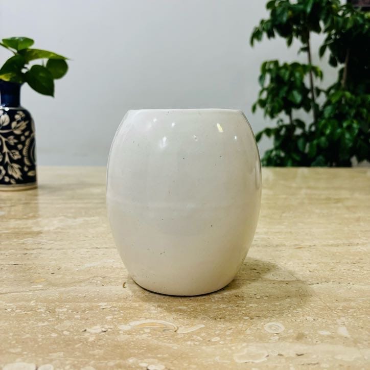 3 Inch White Minimalist Long Oval Shaped Ceramic Pot - Minimalist Glossy Succulent Pot