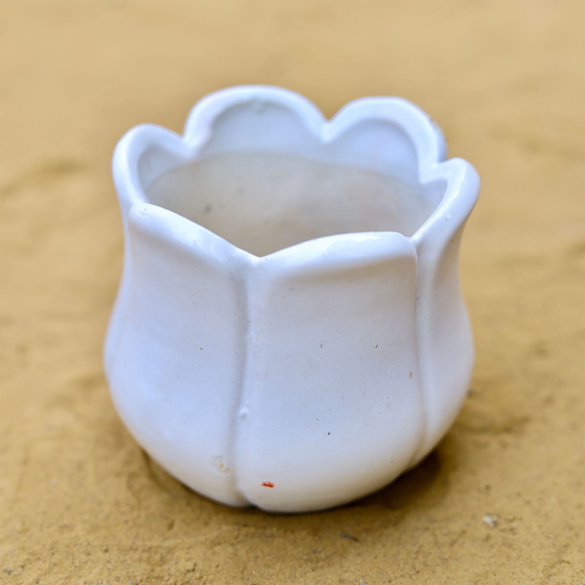 3.5 Inch White Tulip Designer Ceramic Pot - Minimalist Glossy Succulent Pot, Indoor Flower Pot for Home and Office D cor