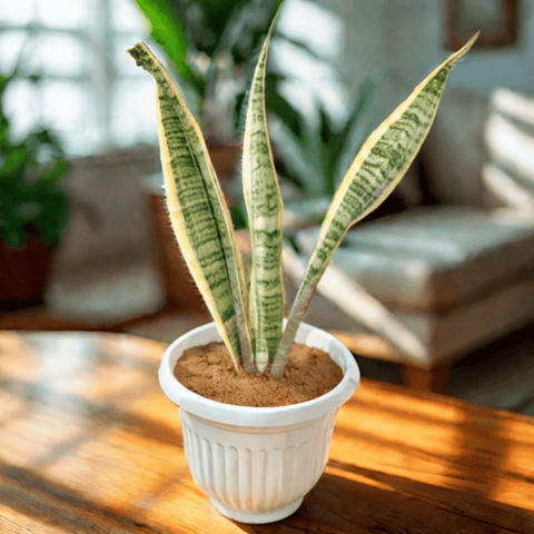 Snake Yellow in 8 Inch White Olive Plastic Pot