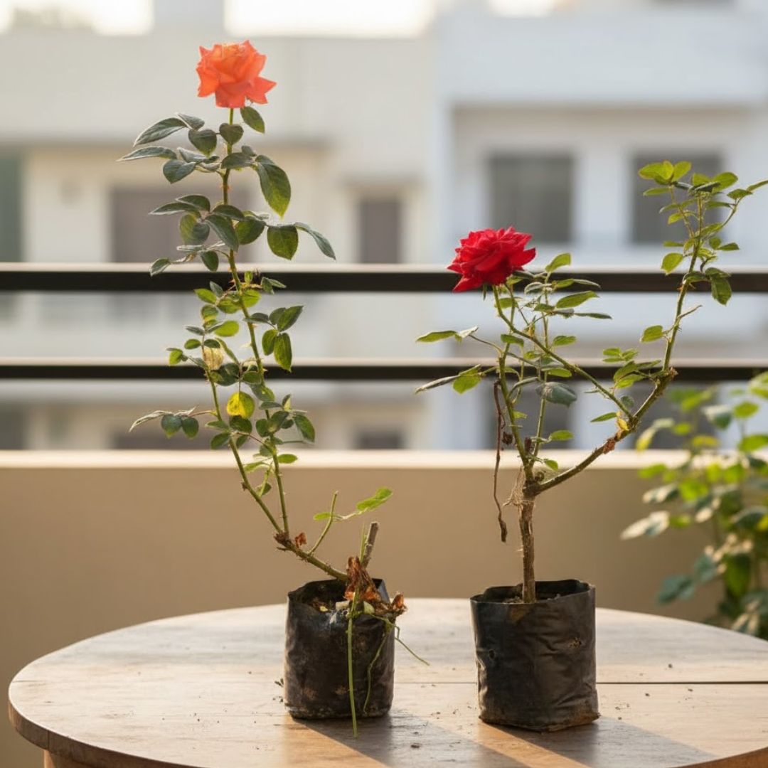 Set of 2 - Roses Pink & Red in 6 Inch Nursery Bag