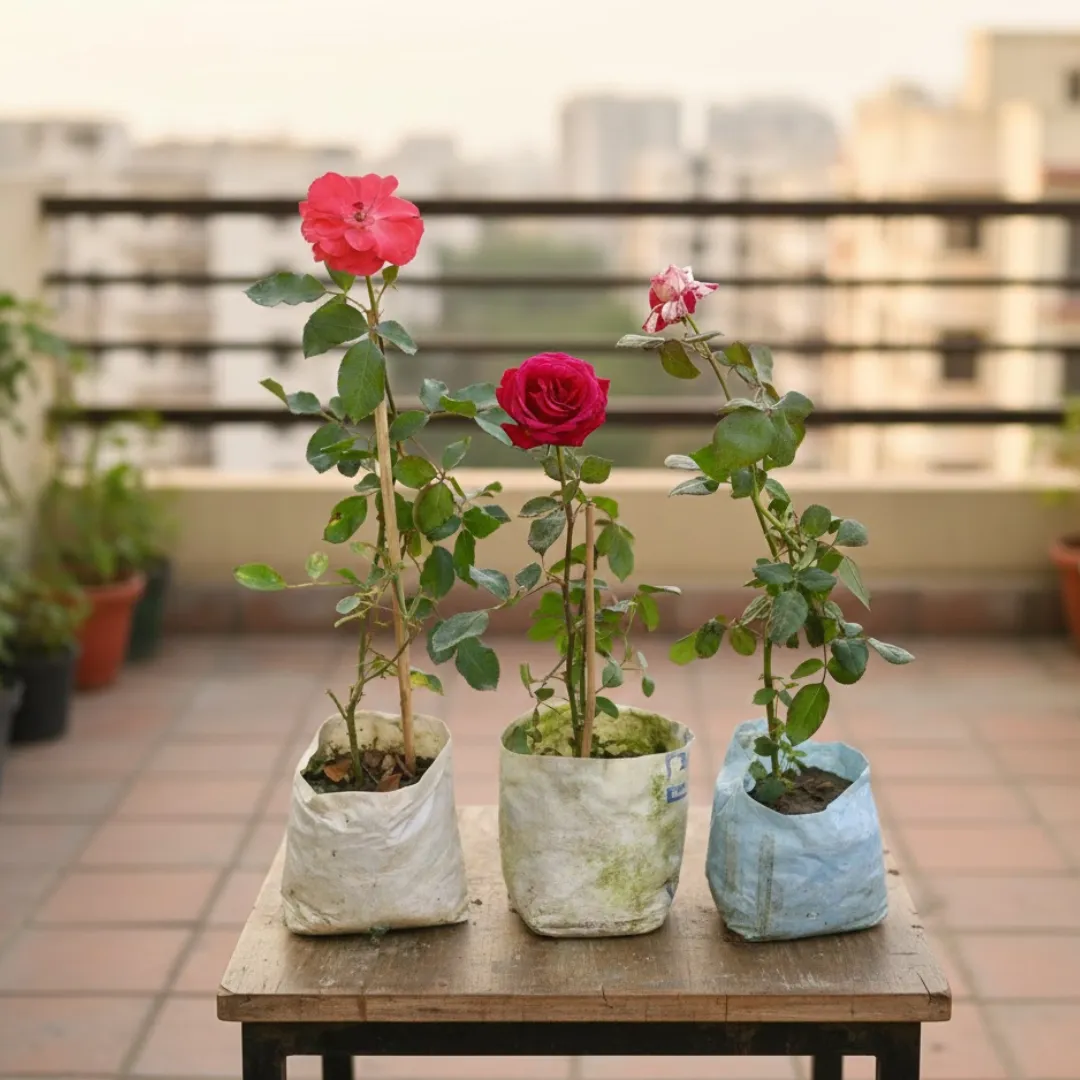 Roses Delight Set of 3 - Roses (any colour) in 5 Inch Nursery Bag