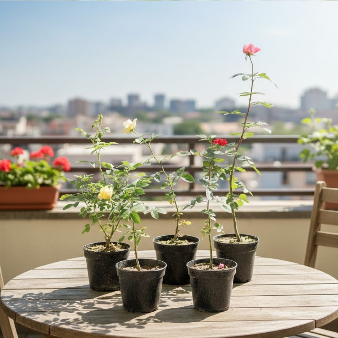 Roses Delight Set of 5 - Rose (Any Colour) in 6 Inch Nursery Pot