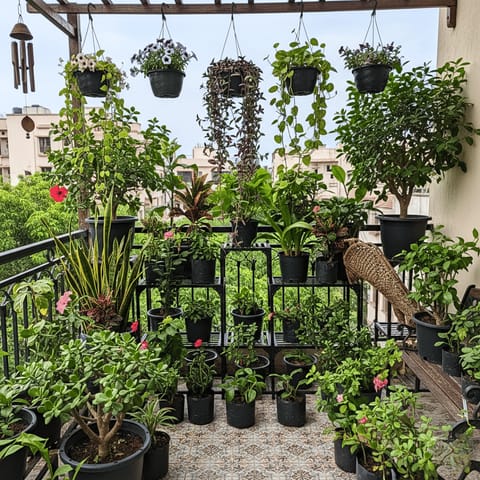 Curated Blooming Garden Makeover - One-Time Delivery | 50+ Potted Outdoor & Flowering Plants | Instant Setup