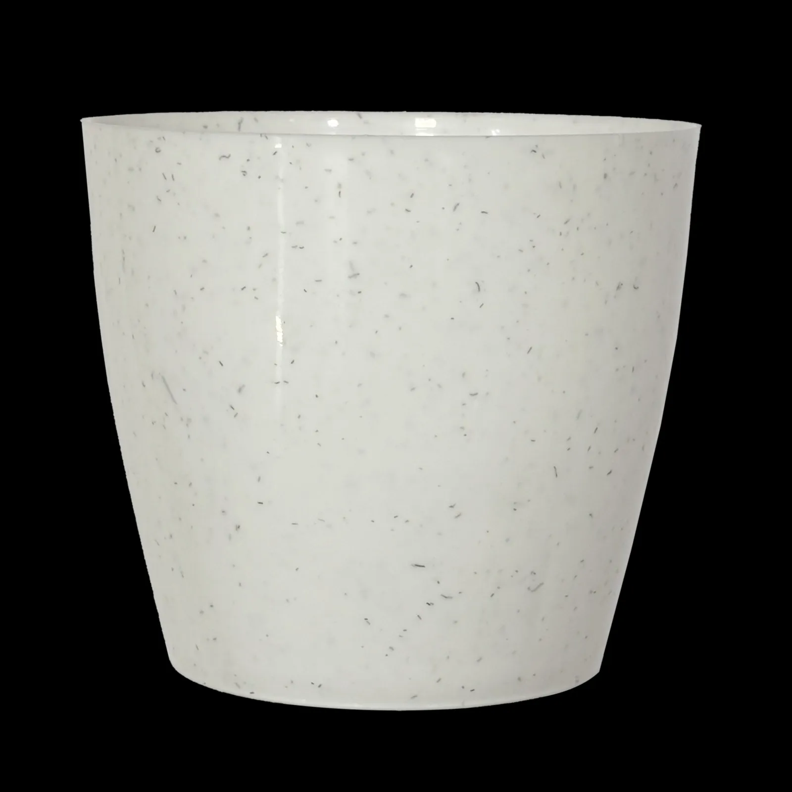 Set of 06 - 5 Inch White Marble Premium Round Tower Plastic Planter