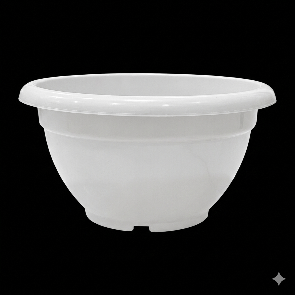 Set of 12 - 11 Inch White Premium Pluto Plastic Planter