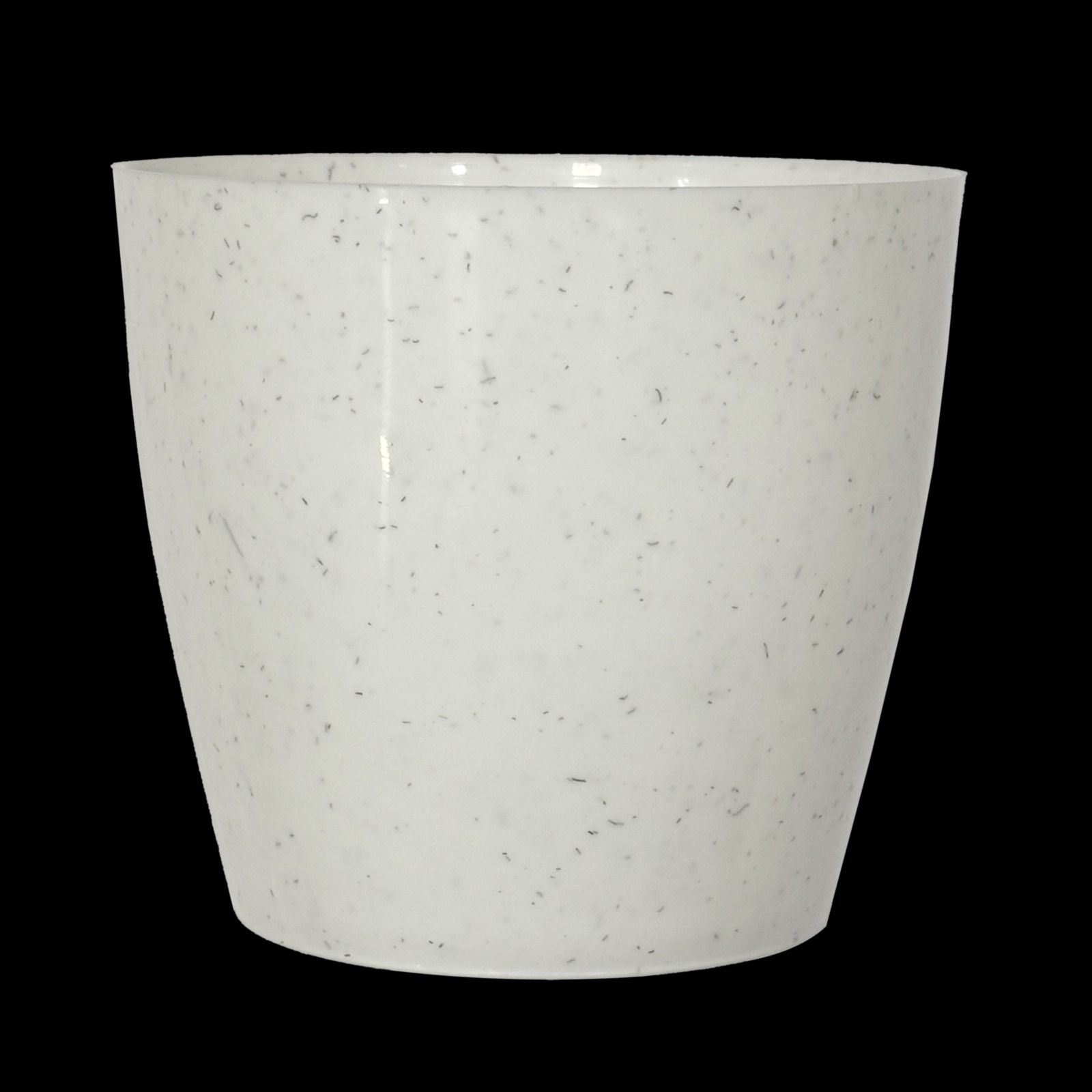 Set of 02 - 5 Inch White Marble Premium Round Tower Plastic Planter
