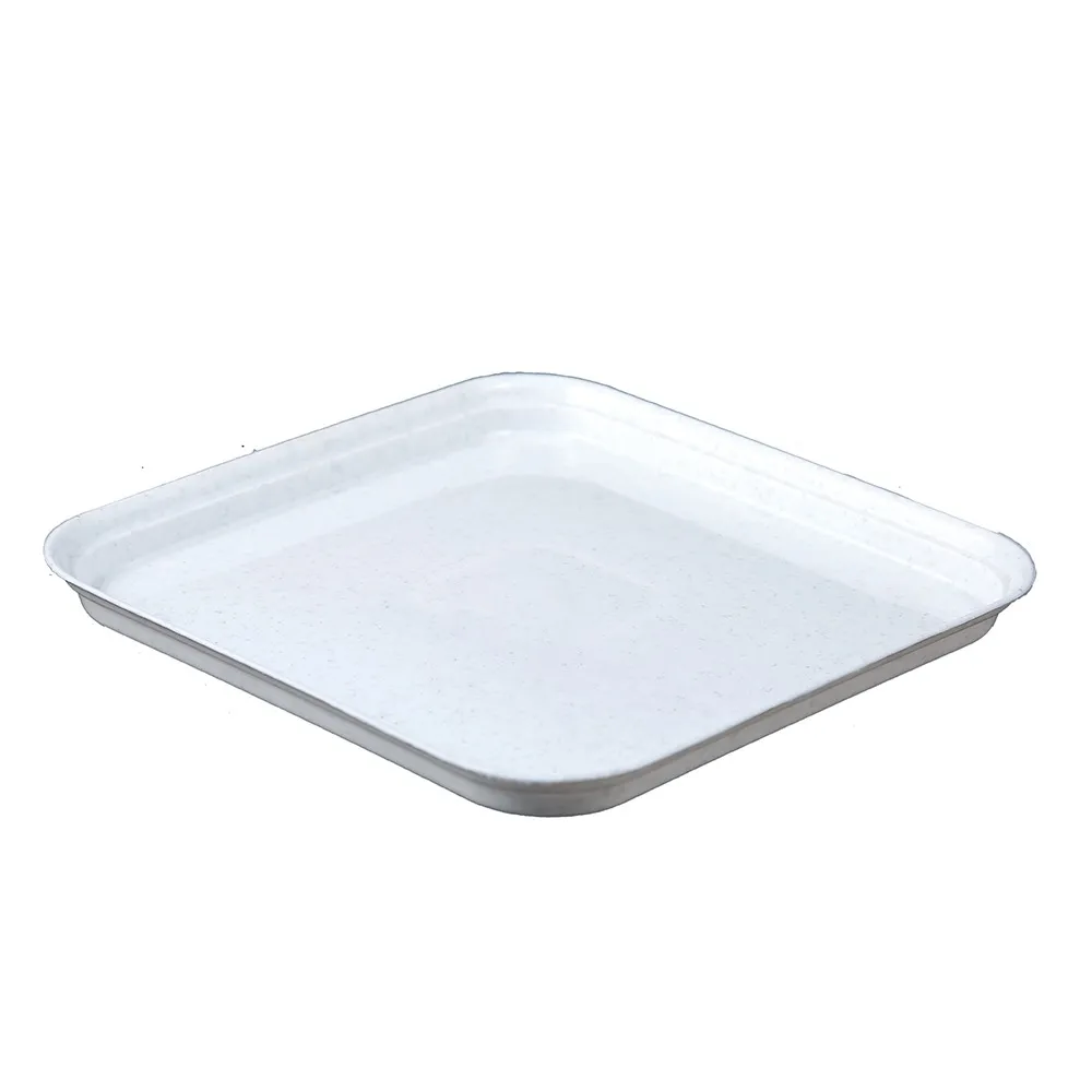 Set of 09 - 3 Inch White Premium Square Tray - To keep under the Pots