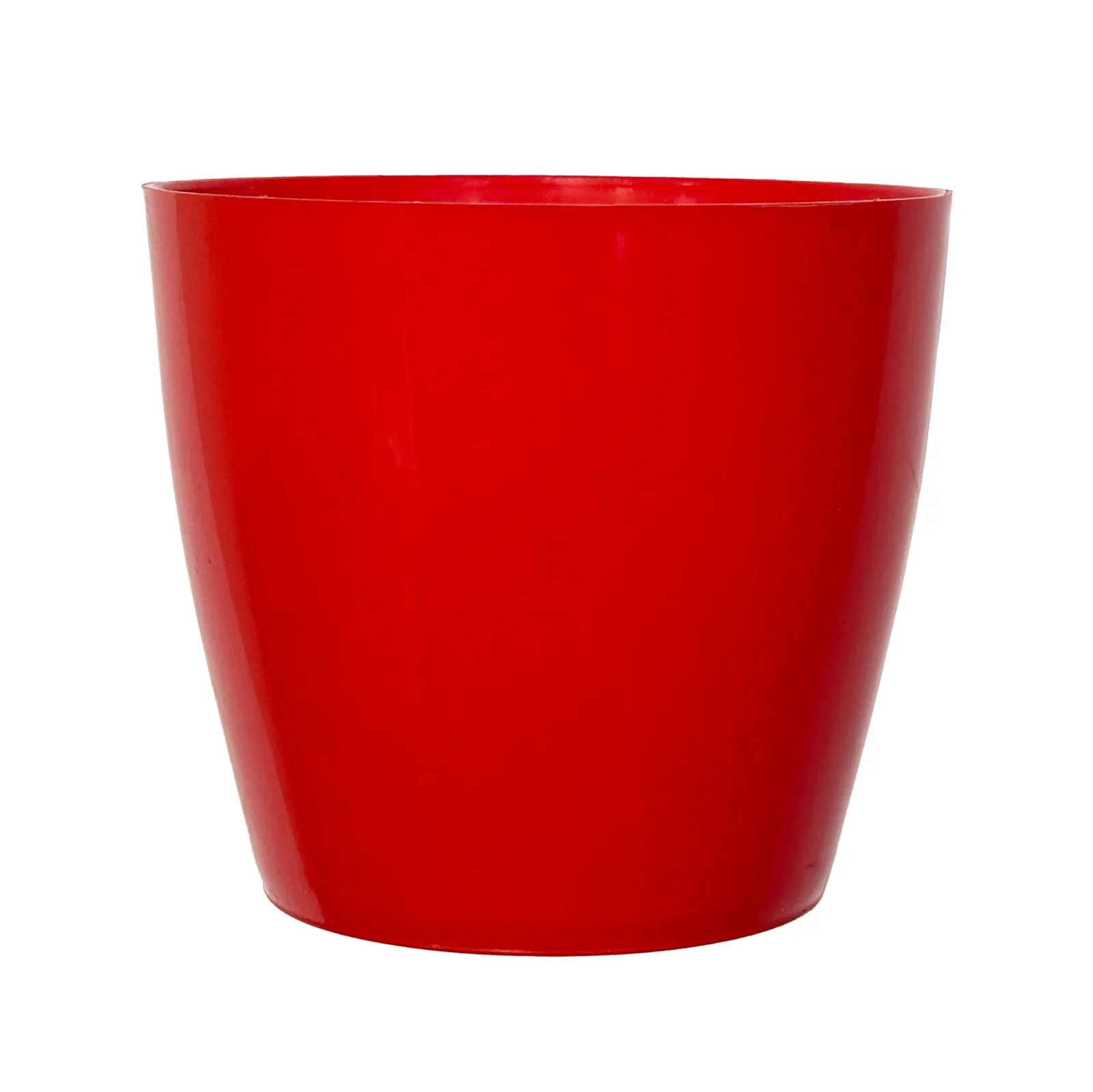 Set of 09 - 5 Inch Red Premium Round Tower Plastic Planter