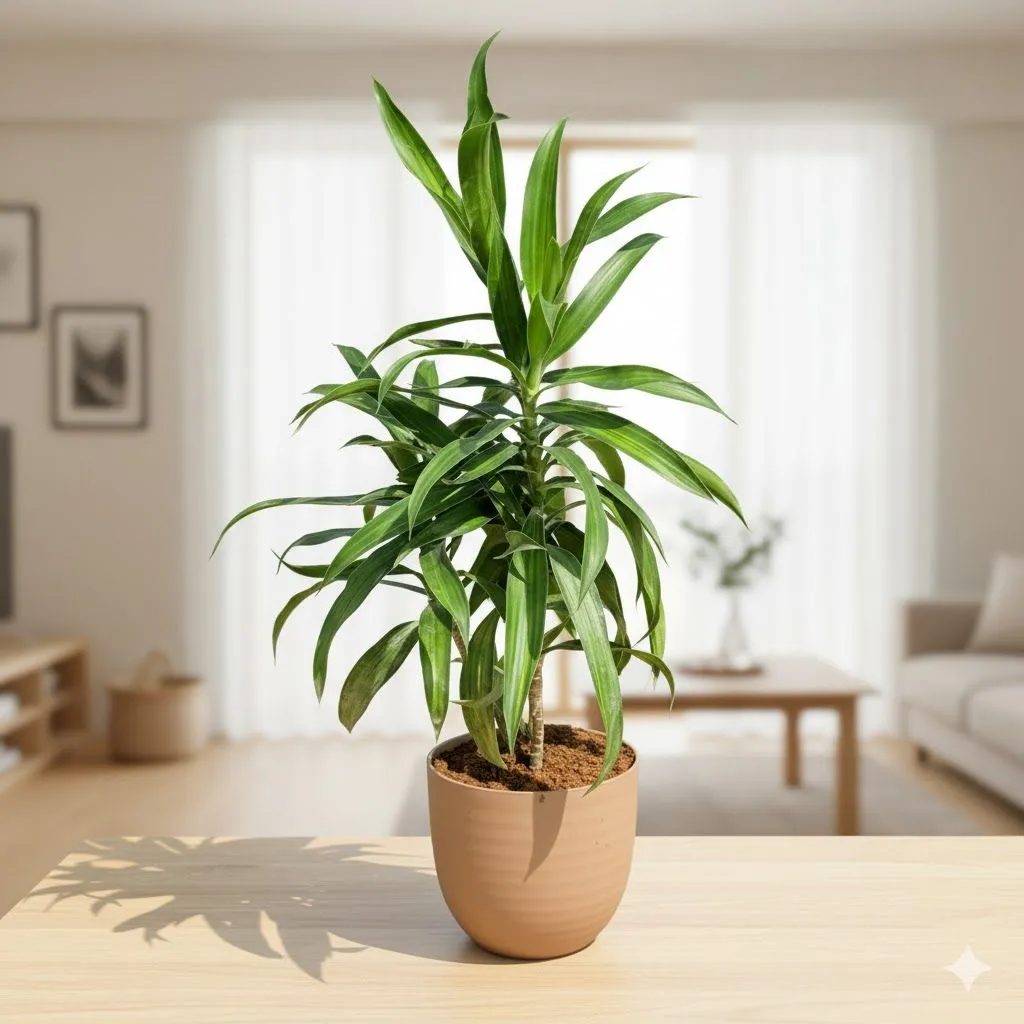 Dracaena Messenger in 4 Inch Mocha Avora Premium Plastic Planter