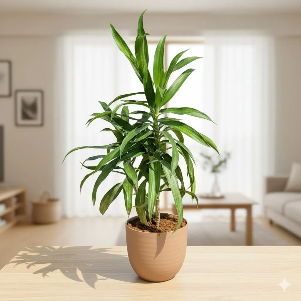 Gift Ready - Dracaena Messenger in 4 Inch Mocha Avora Premium Plastic Planter - with Gift Bag