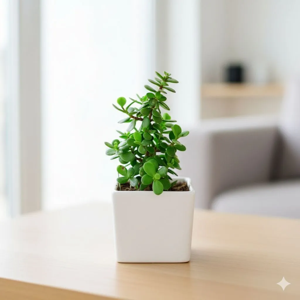 Gift Ready - Jade in 4 Inch Classy White Square Ceramic Pot