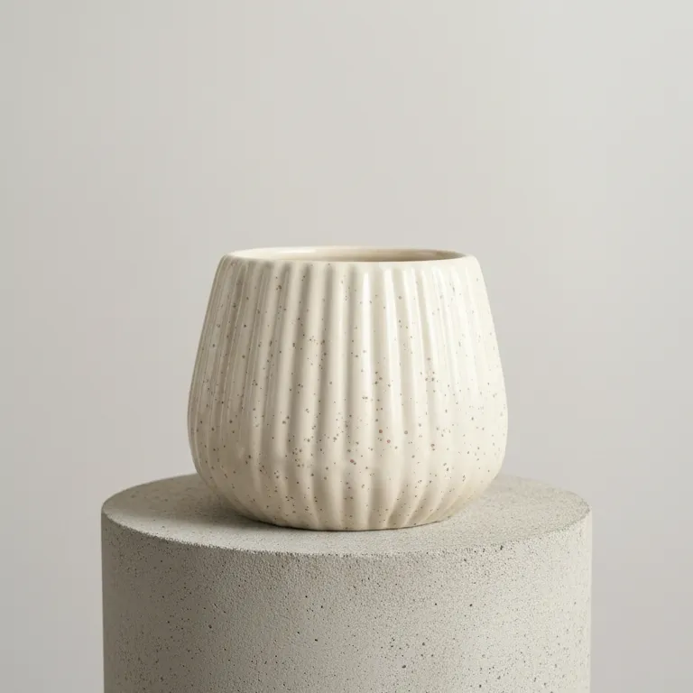 4 Inch Off White Taper Line Ceramic Planter - Modern Indoor Flower Pot for Home and Office Decor