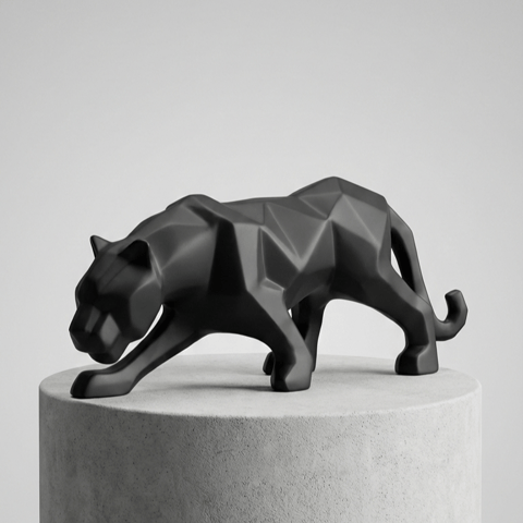 Standard Black Panther Ceramic Sculpt Decor - Modern Statement Piece for Living Space Decor