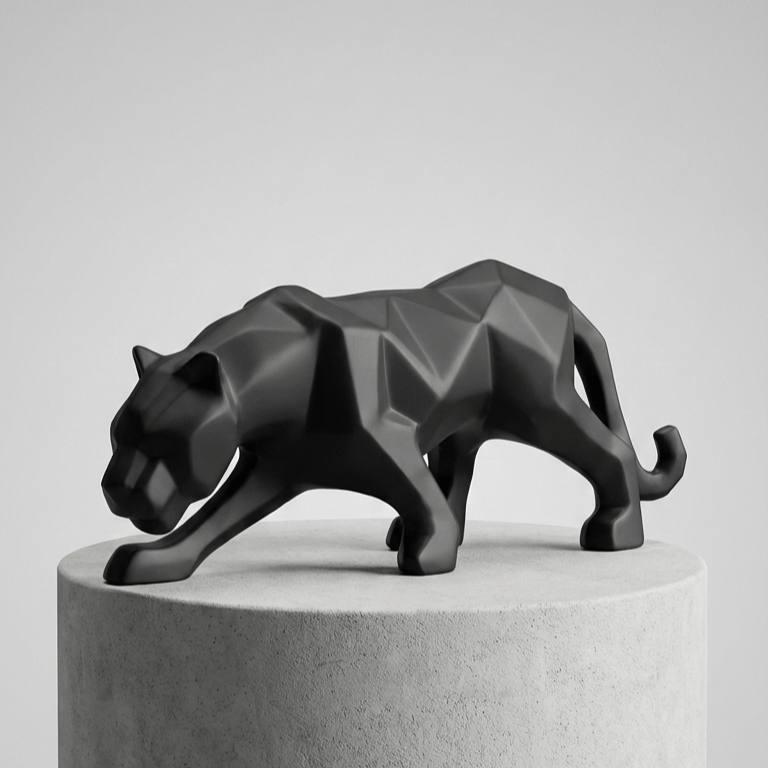 Standard Black Panther Ceramic Sculpt Decor - Modern Statement Piece for Living Space Decor