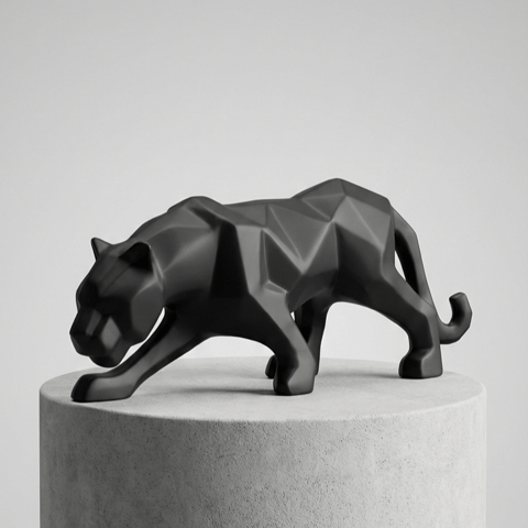 Standard Black Panther Ceramic Sculpt Decor - Modern Statement Piece for Living Space Decor