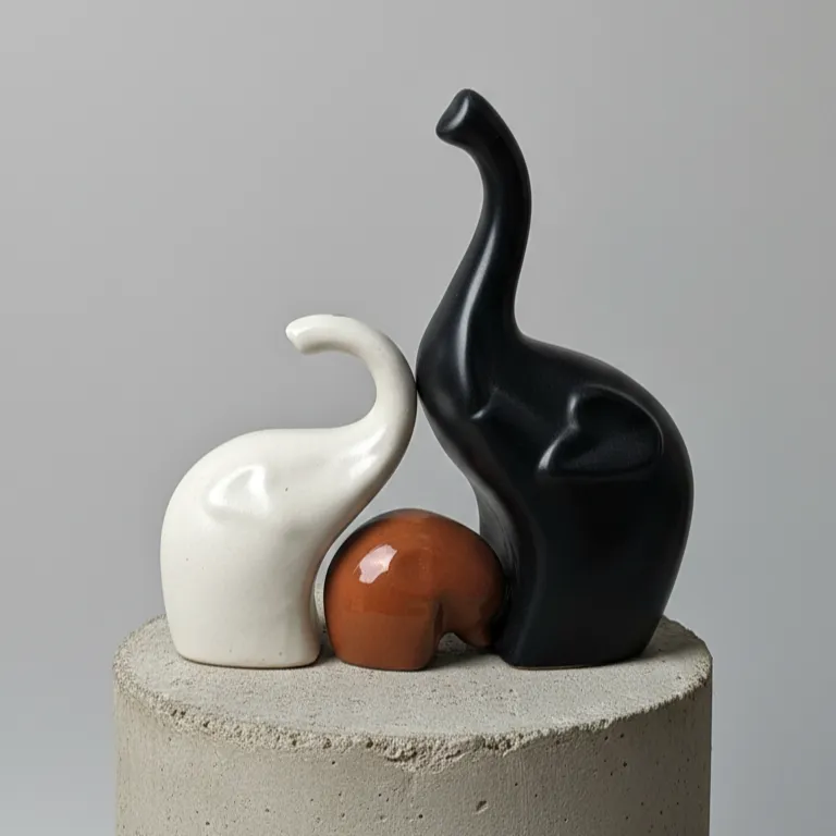 Set of 3 Black Royal Elephant Ceramic Showpieces - Premium Decorative Set for Living Room Decor