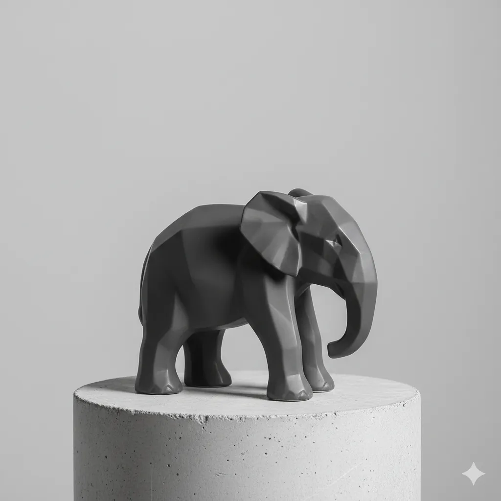 Standard Black Elephant Ceramic Sculpt Decor - Modern Statement Piece for Living Space Decor
