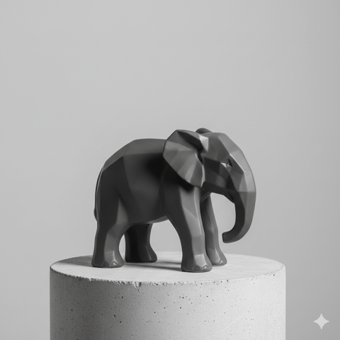 Standard Black Elephant Ceramic Sculpt Decor - Modern Statement Piece for Living Space Decor