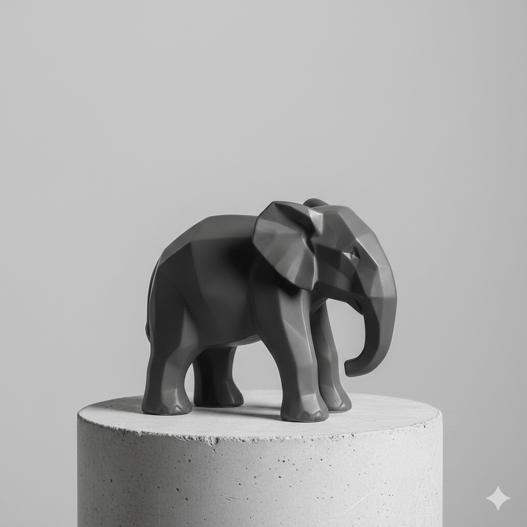 Standard Black Elephant Ceramic Sculpt Decor - Modern Statement Piece for Living Space Decor