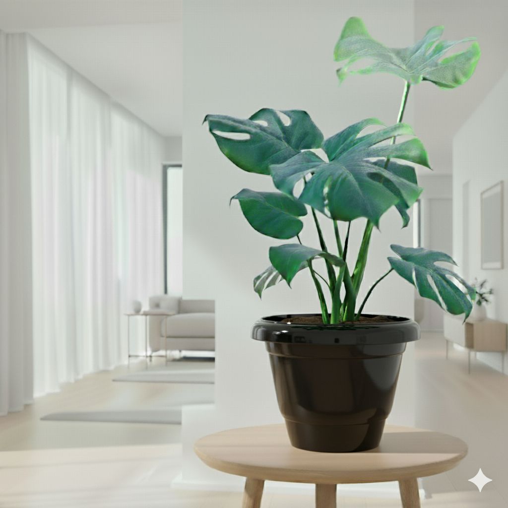 Monstera Deliciosa in 10 Inch Black Classy Plastic Pot