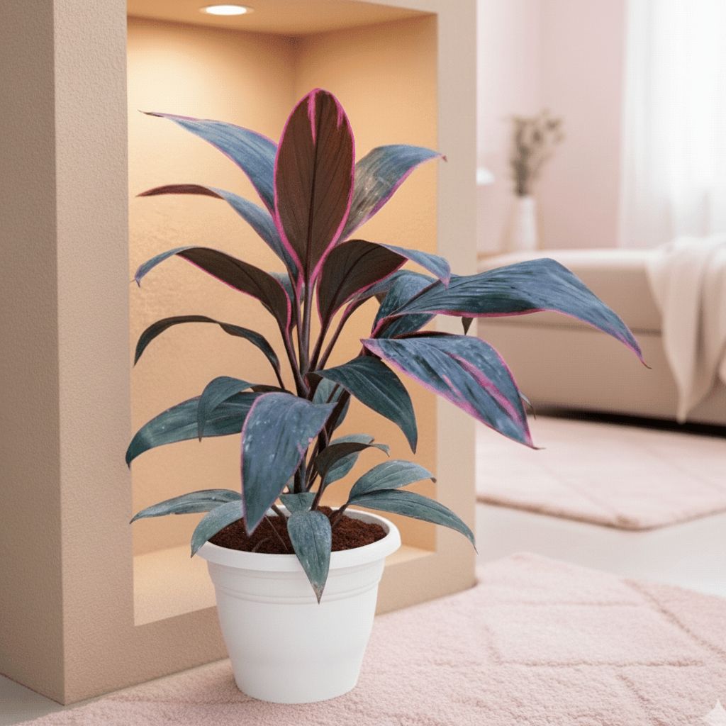 Dracaena Cordyline Red in 8 Inch White Classy Plastic Pot