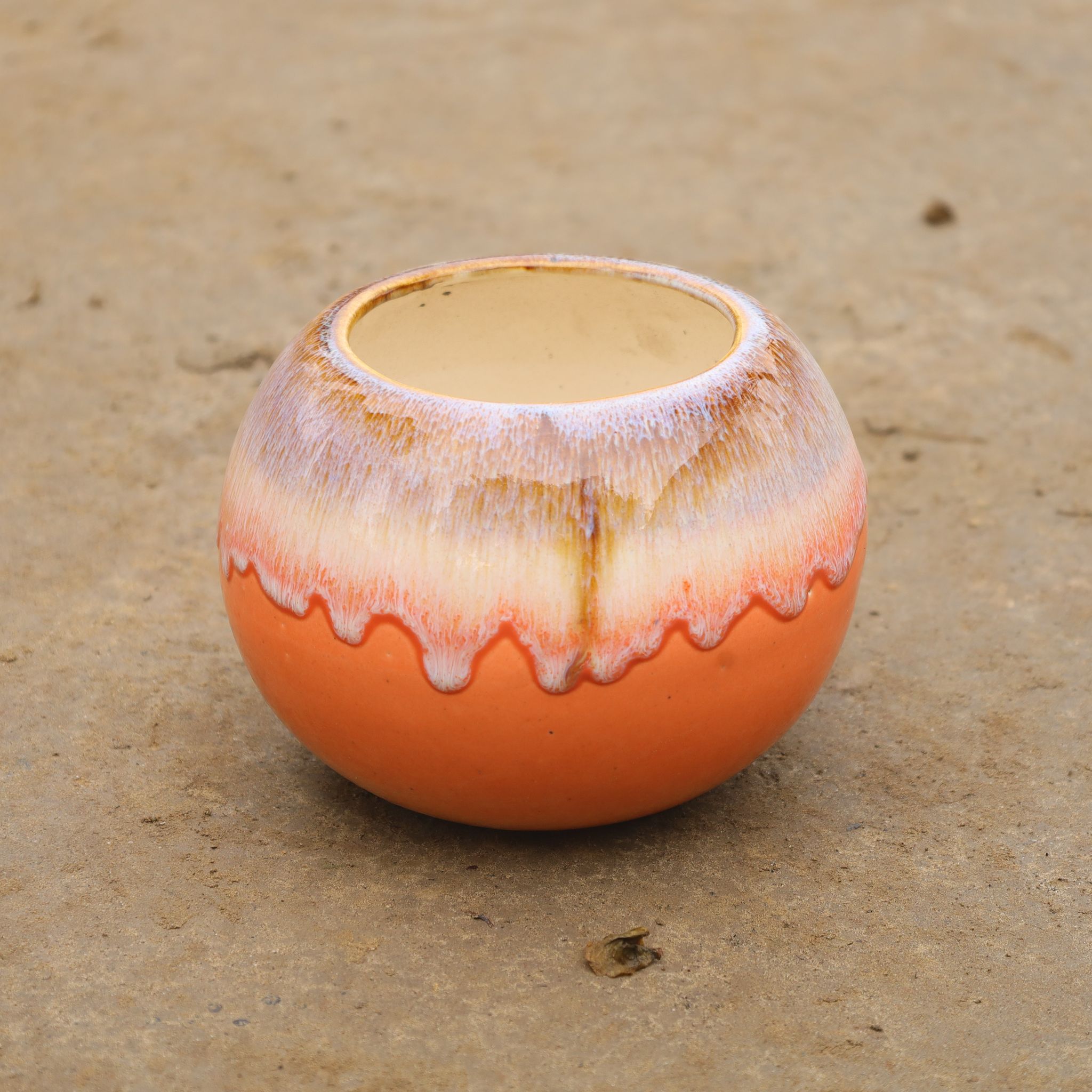 6 Inch Designer Bowl Ceramic Pot (Any Colour)
