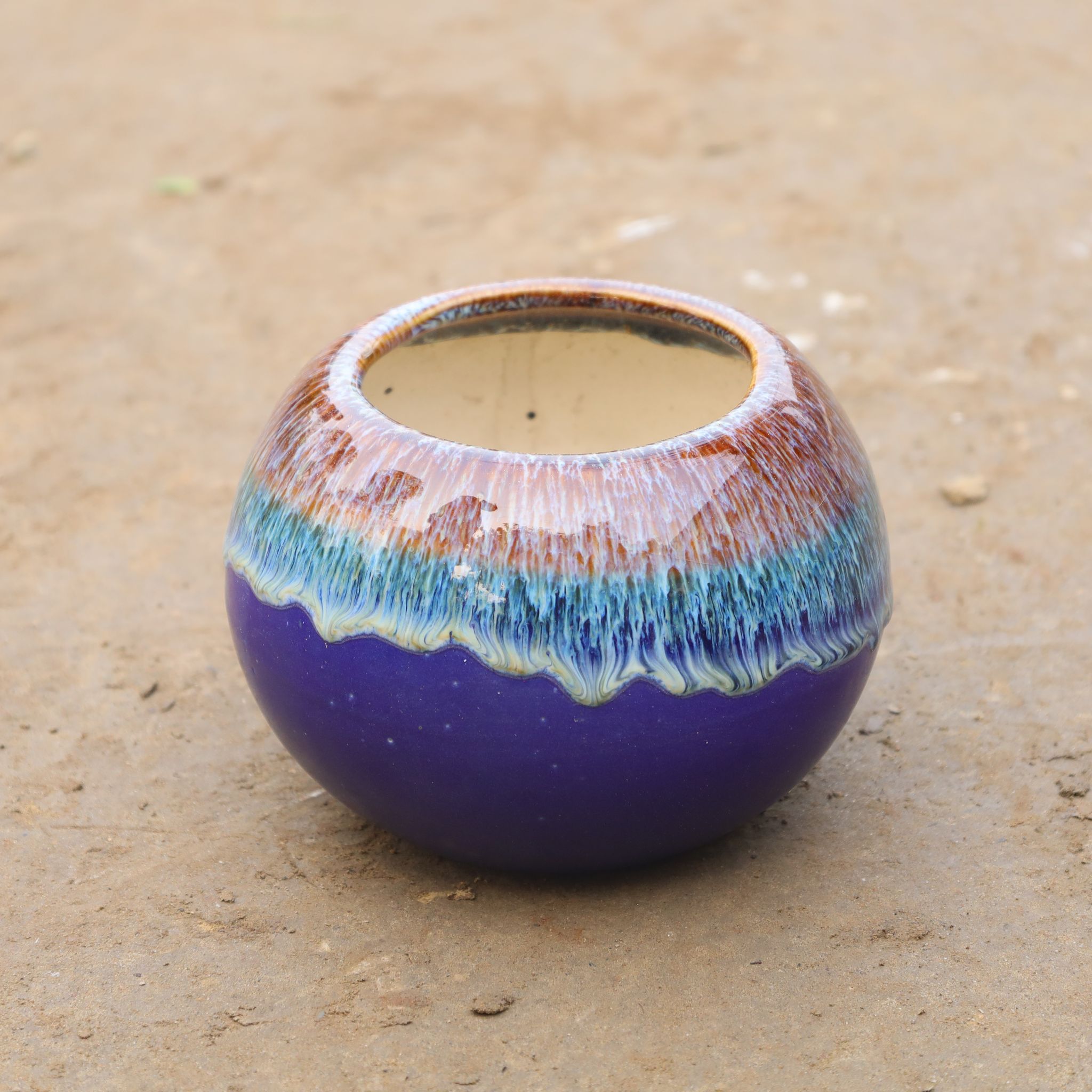 6 Inch Designer Bowl Ceramic Pot (Any Colour)