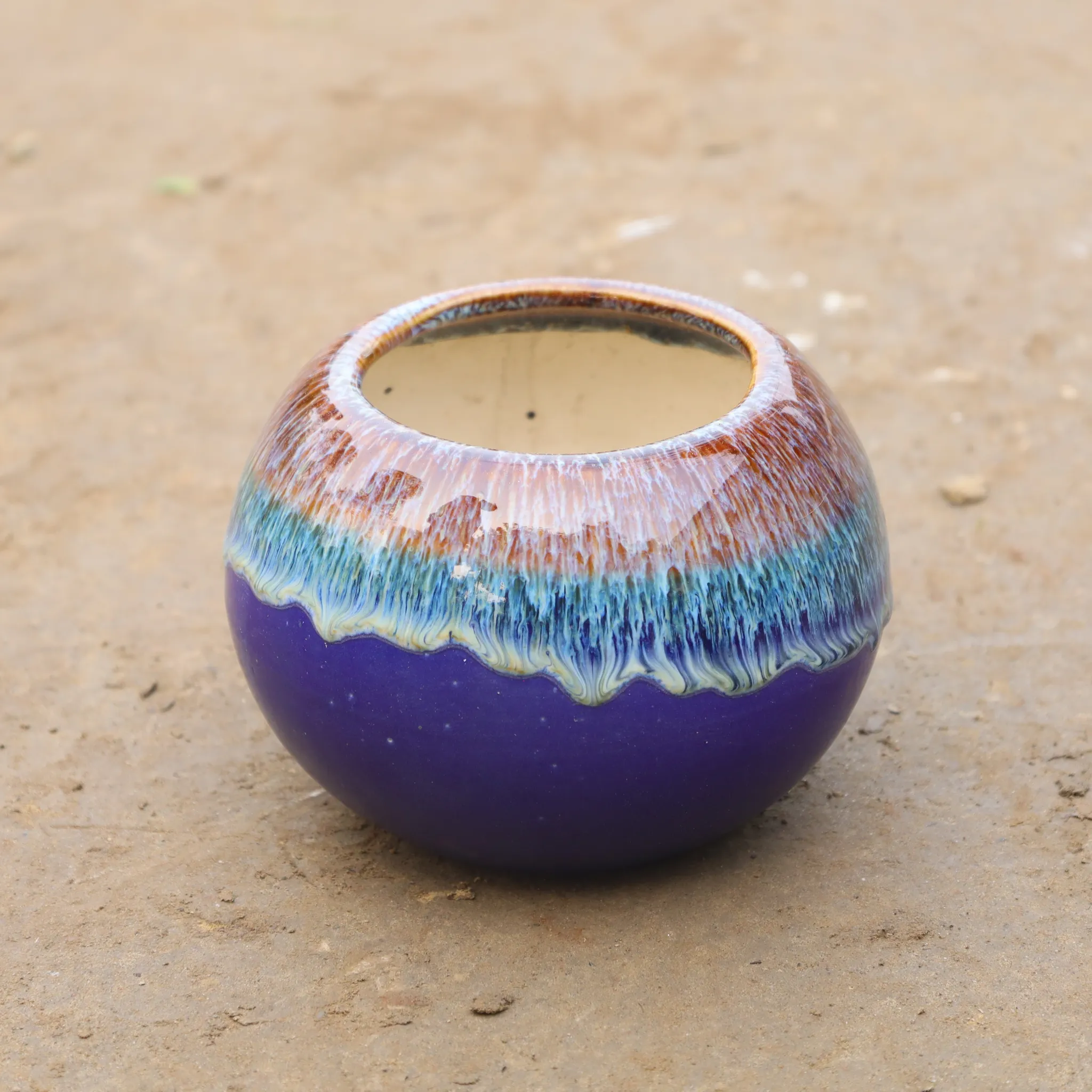 6 Inch Designer Bowl Ceramic Pot (Any Colour)