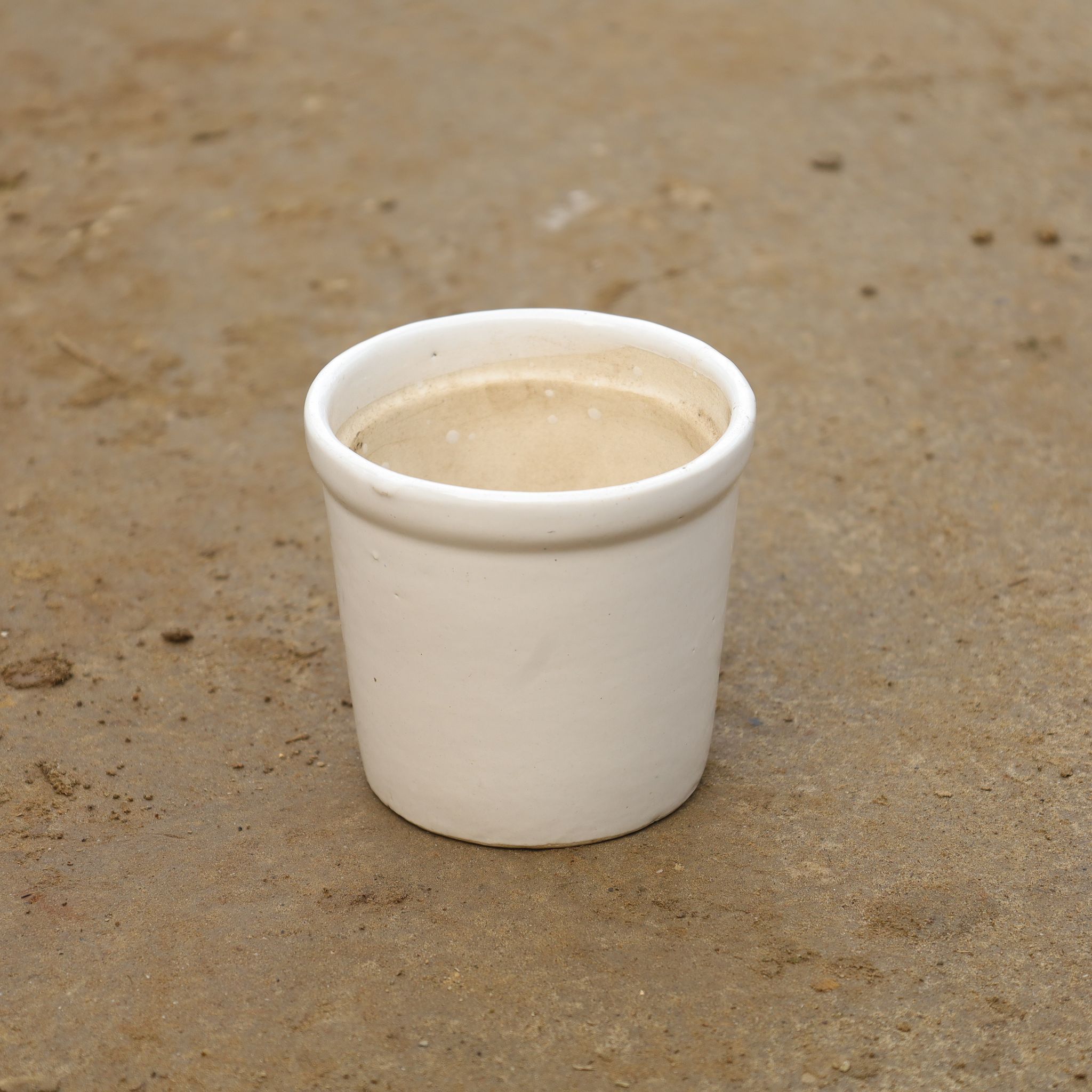 4 Inch Classy White Cylindrical Ceramic Pot