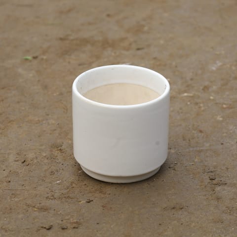 4 Inch Cylindrical Designer Ceramic Pot (Any Colour & Design)