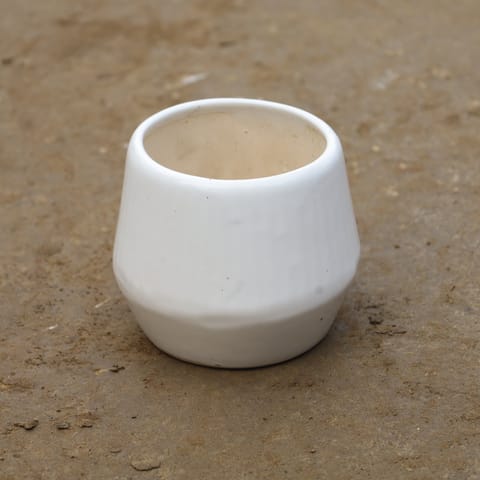 6 Inch White Classy Ceramic Table Pot( Any Design)