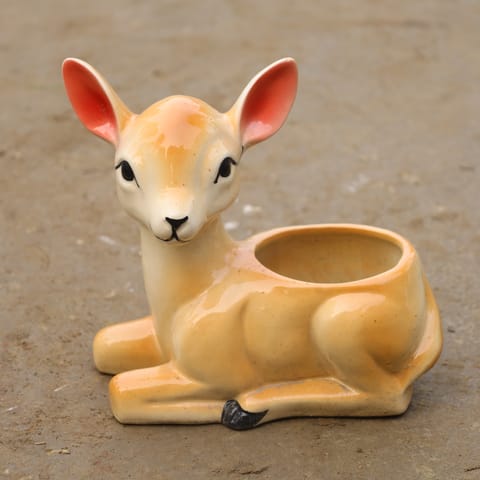 6 Inch Cute Deer Designer Ceramic Pot (Any Colour)