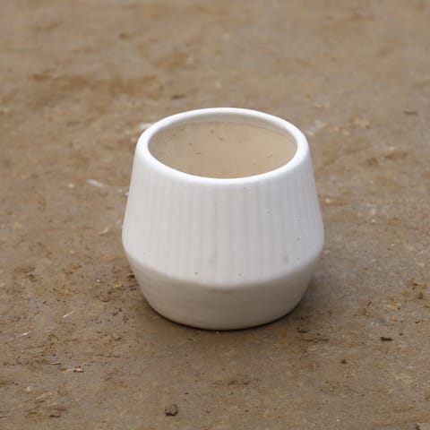 6 Inch White Designer Ceramic Table Pot(Any Design)