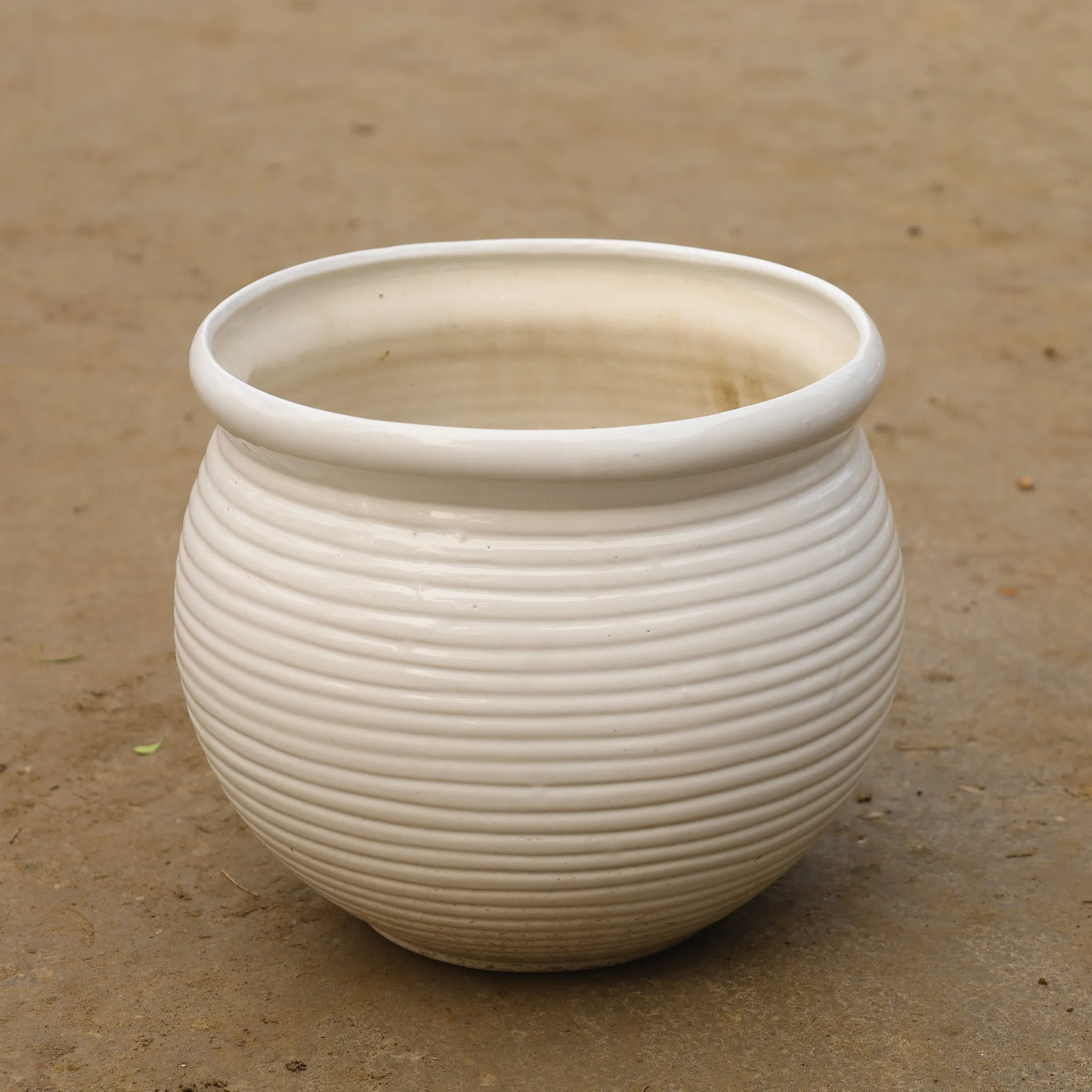 12 Inch Classy White Designer Ceramic Pot(Any Design)