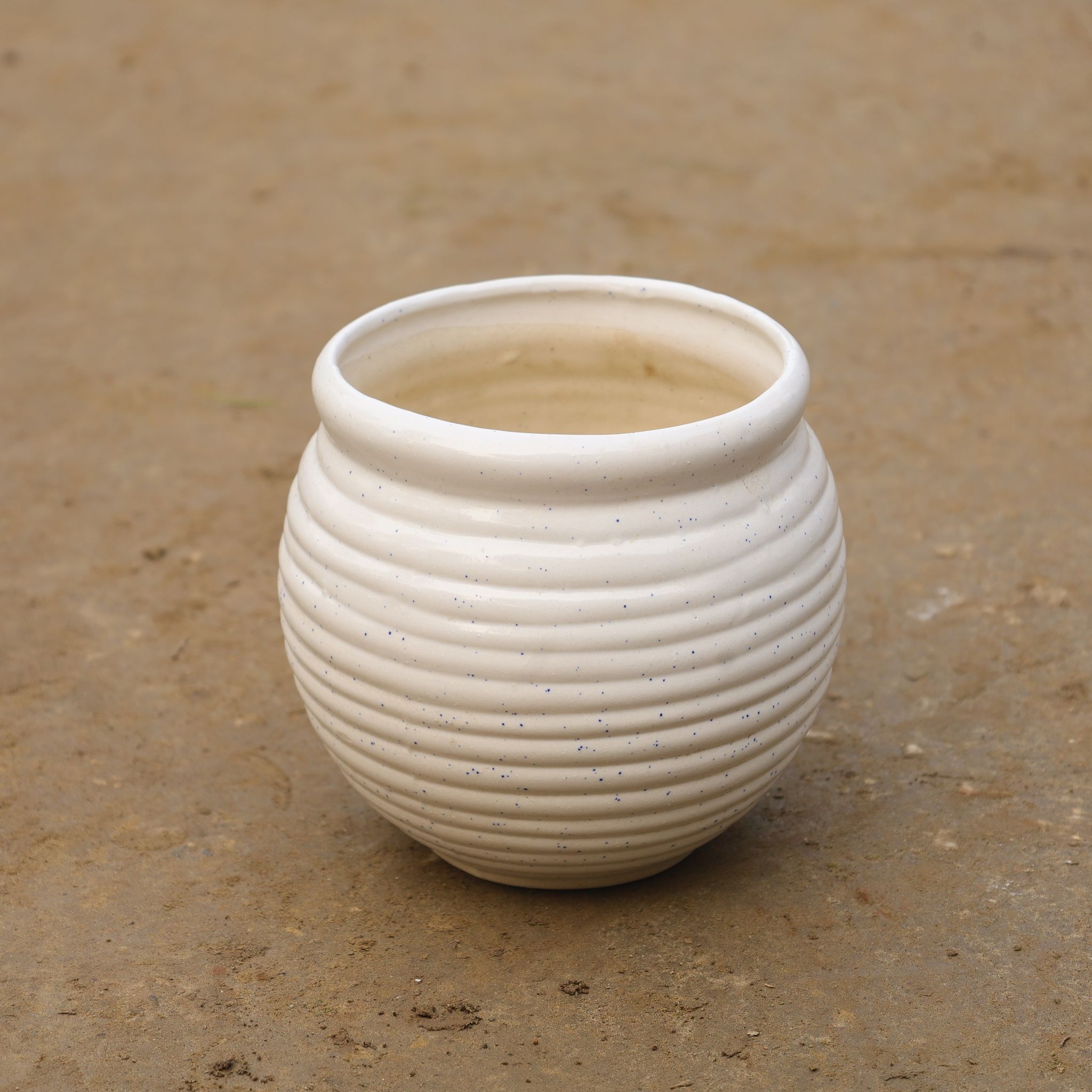8 Inch Classy White Designer Ceramic Pot(Any Design)