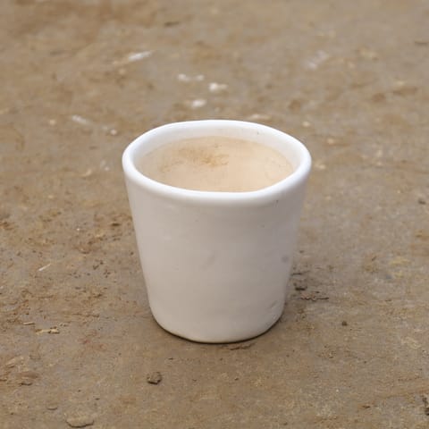 4 Inch Classy White Glass Ceramic Pot