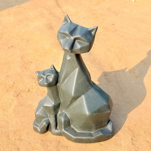 Pair of Cats Ceramic Figurines - Playful Decorative Accents for Home Decor