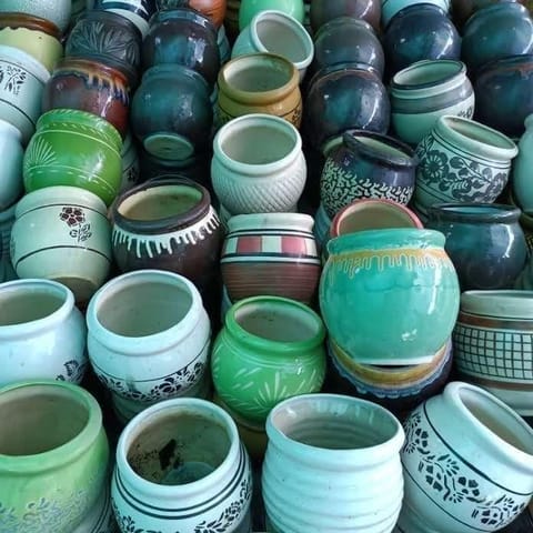 7 Inch Matki Designer Ceramic Pot (Any Colour & Design)