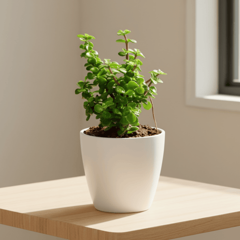 Jade Mini / Elephant Bush in 4 Inch White Classy Cup Ceramic Pot