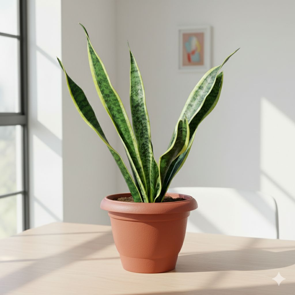 Snake Yellow Long in 8 Inch Terracotta Red Classy Plastic Pot