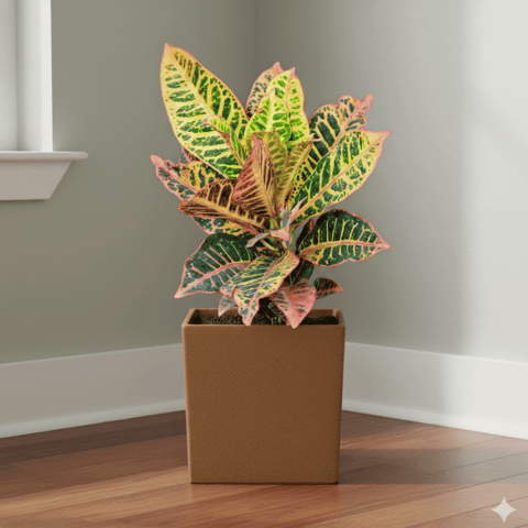 Croton Petra in 8 X 8 Inch Sandstone Premium Kyvos Fiberglass Planter