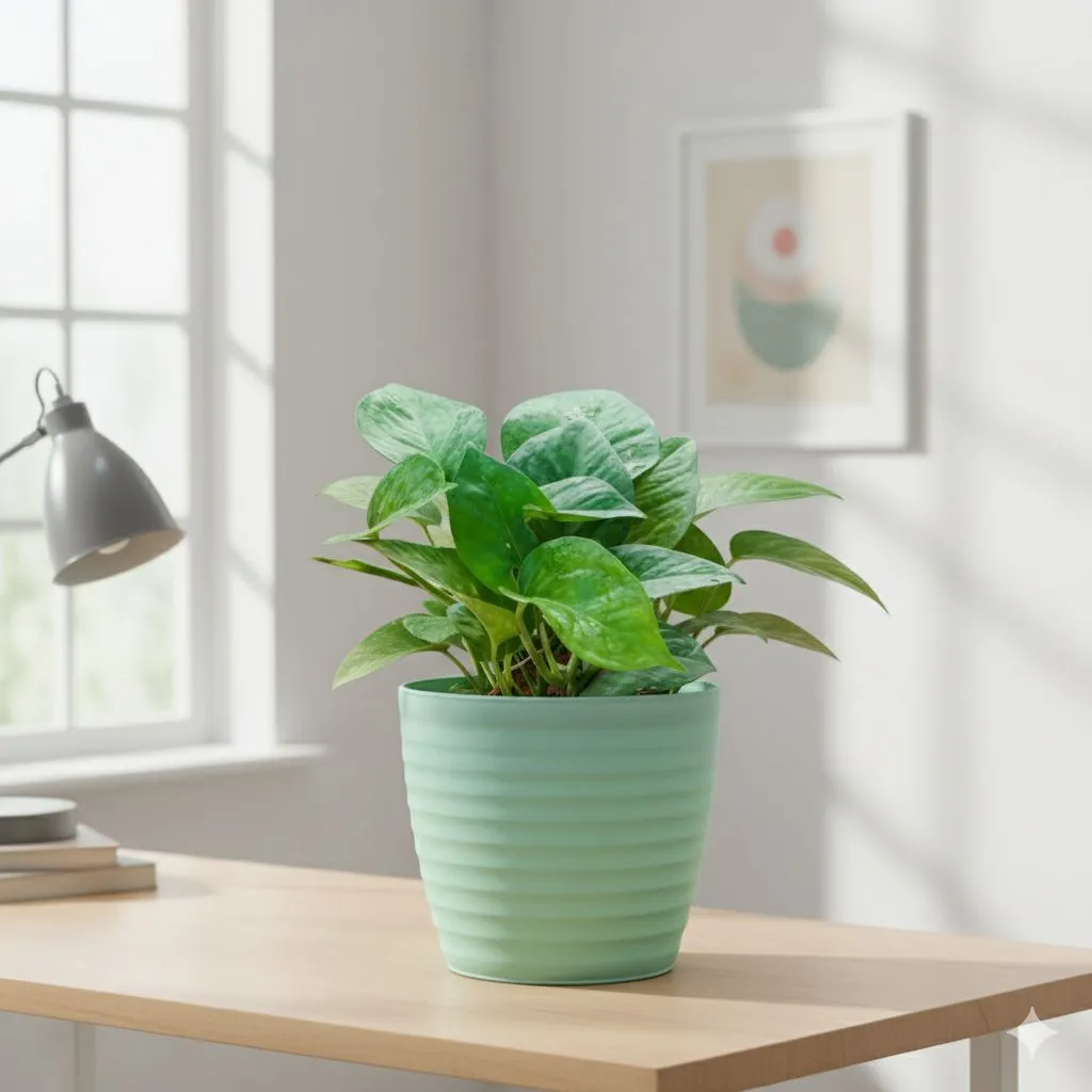 Money Plant Green in 5 Inch Pastel Green Avora Premium Plastic Planter
