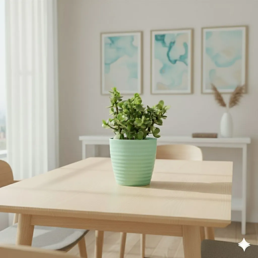 Jade / Crassula Ovata Succulent in 5 Inch Pastel Green Avora Premium Plastic Planter