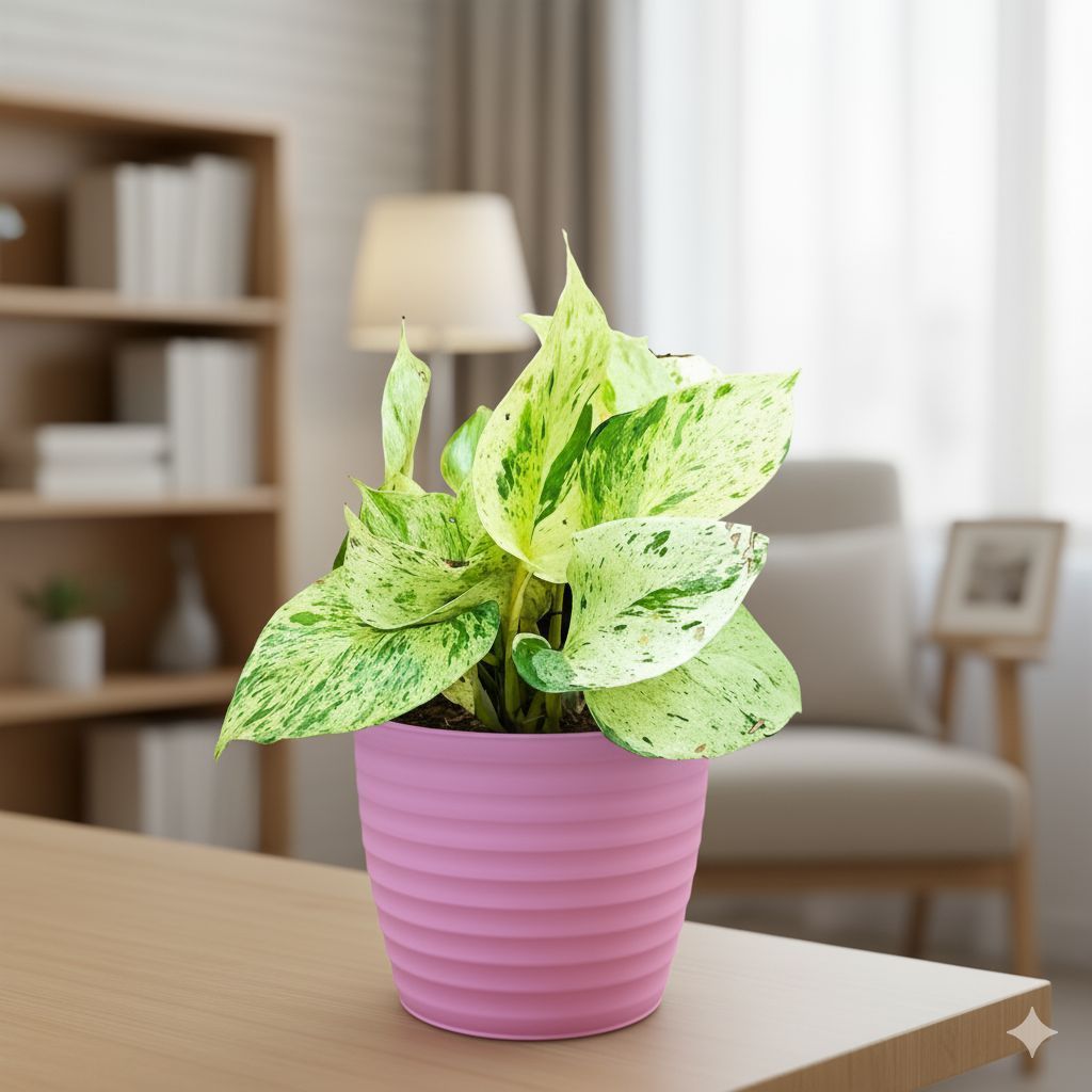 Money Plant Marble in 5 Inch Candy-Blush Pink Avora Premium Plastic Planter