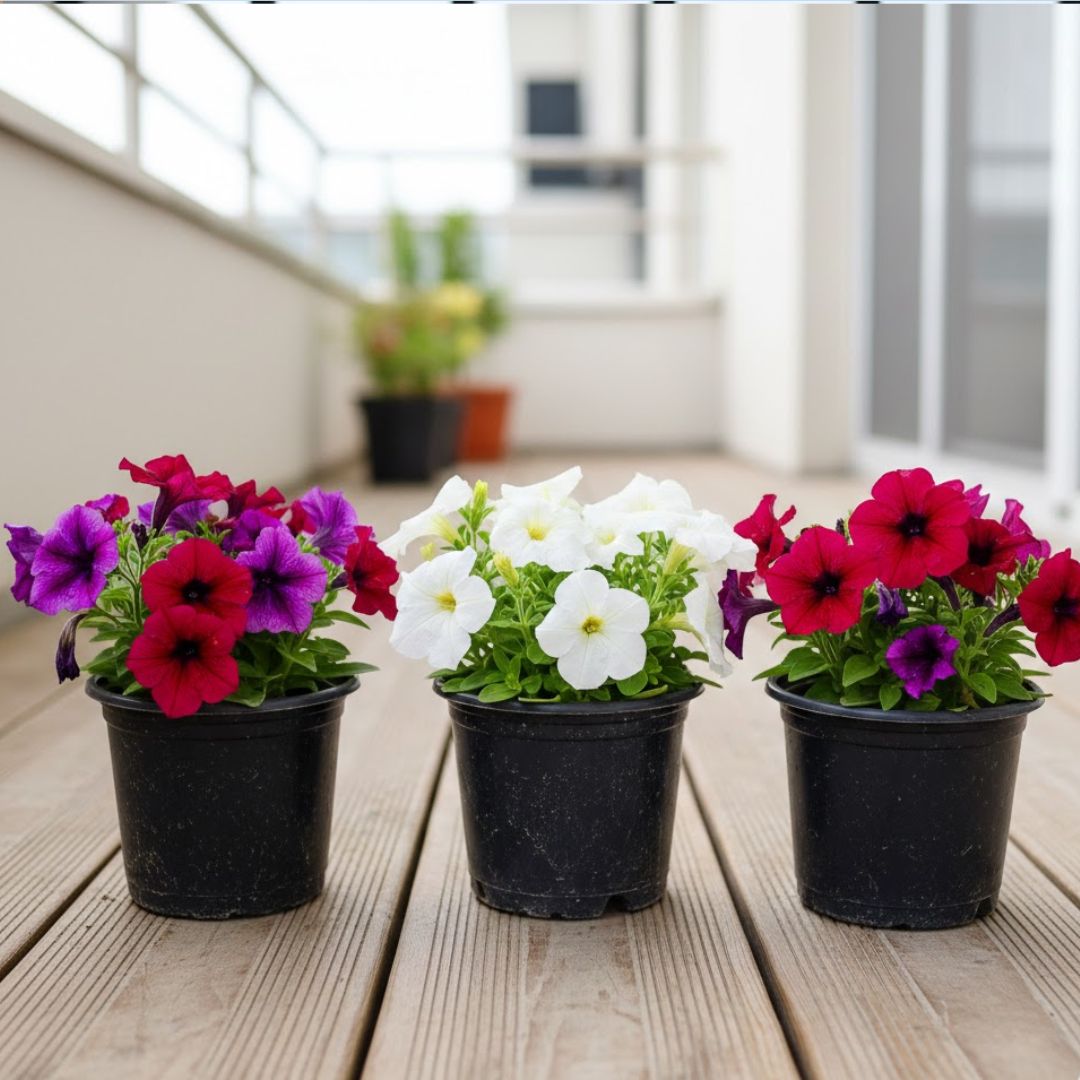 Beautiful Set of 3 - Colourful Petunia in 6 Inch Nursery Pot