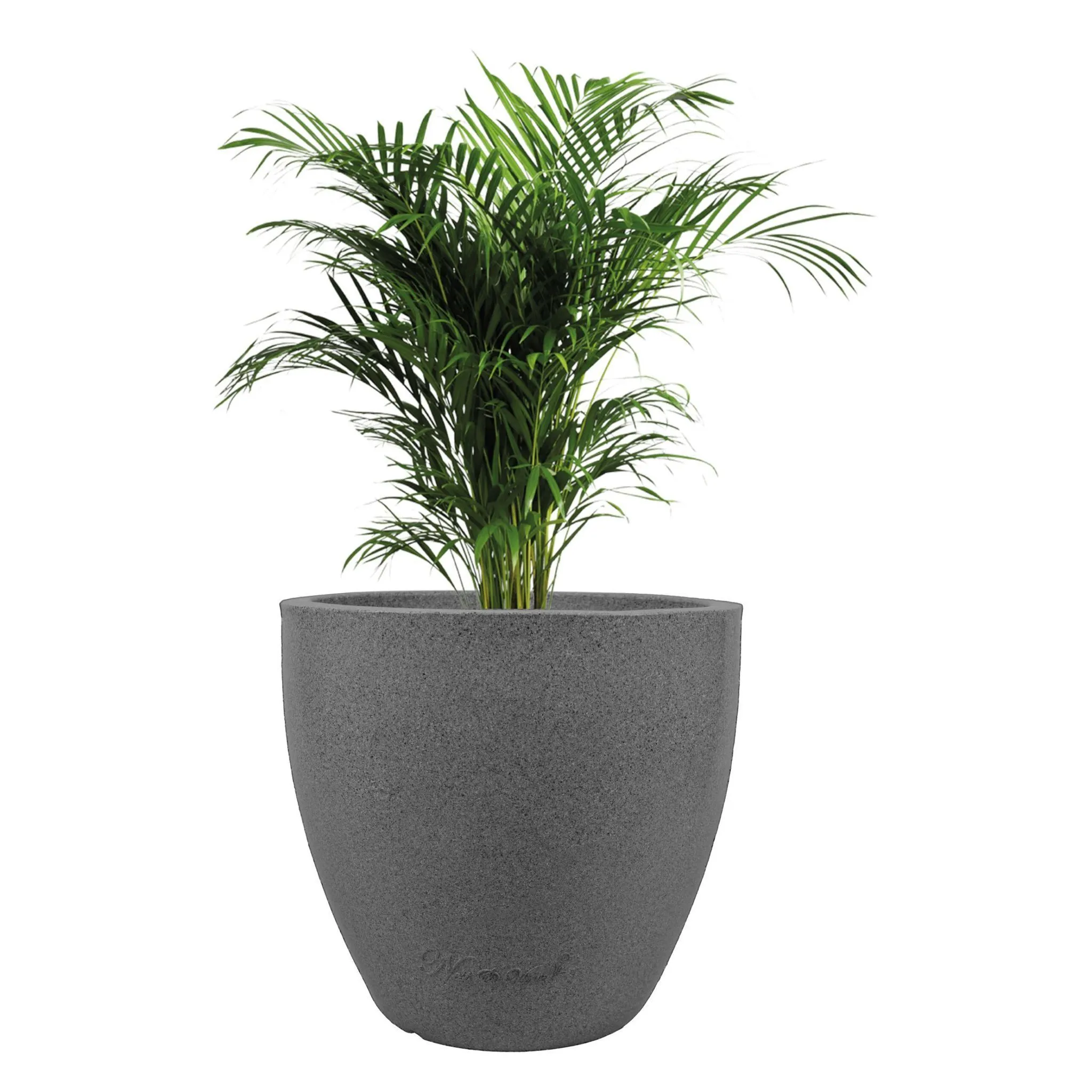 22 X 22 Inch Grey Premium Convessa Fiberglass Planter - Durable large size decoratiive fiber pot for indoor outdoor plants with 5 year warranty