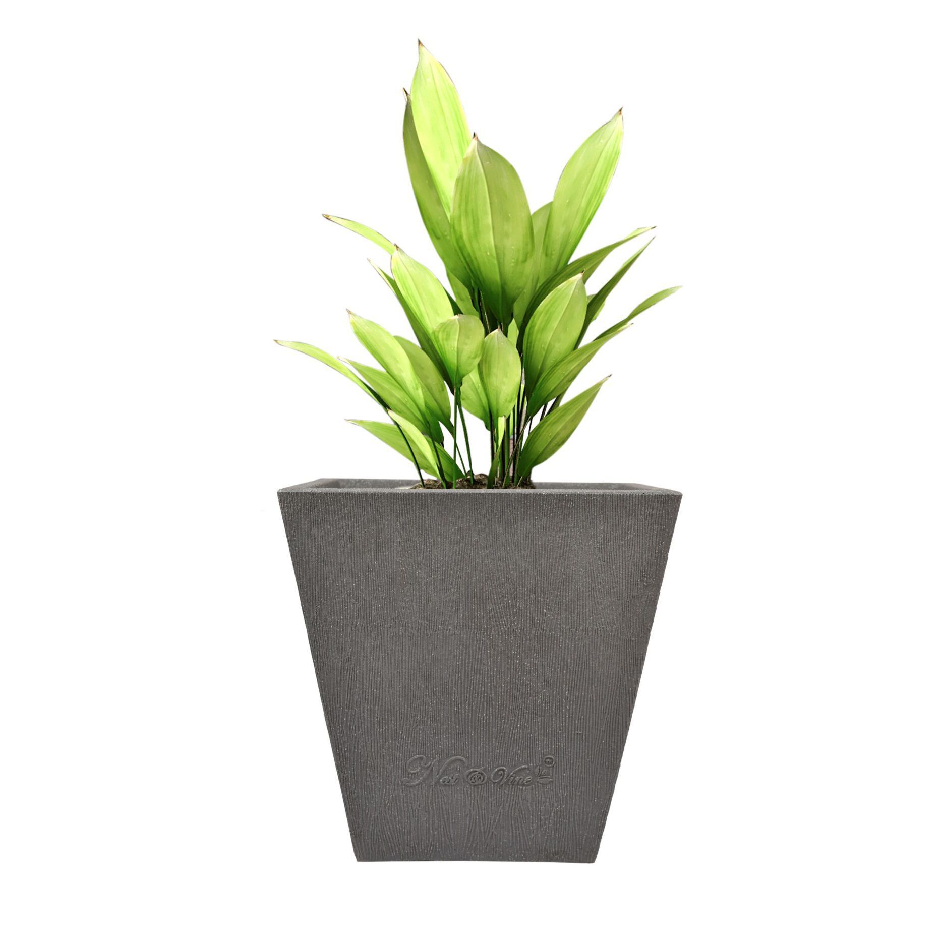 14 x 30 Inch Grey Premium Makris Fiberglass Planter - Durable large size decoratiive fiber pot for indoor outdoor plants with 5 year warranty