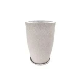 15 X 30 Inch White Premium Vazo Fiberglass Planter with Tray- Durable large size decoratiive fiber pot for indoor outdoor plants with 5 year warranty