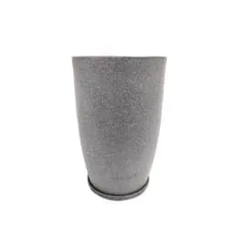 15 X 30 Inch Grey Premium Vazo Fiberglass Planter with Tray- Durable large size decoratiive fiber pot for indoor outdoor plants with 5 year warranty