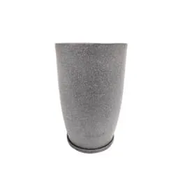 15 X 30 Inch Grey Premium Vazo Fiberglass Planter with Tray- Durable large size decoratiive fiber pot for indoor outdoor plants with 5 year warranty